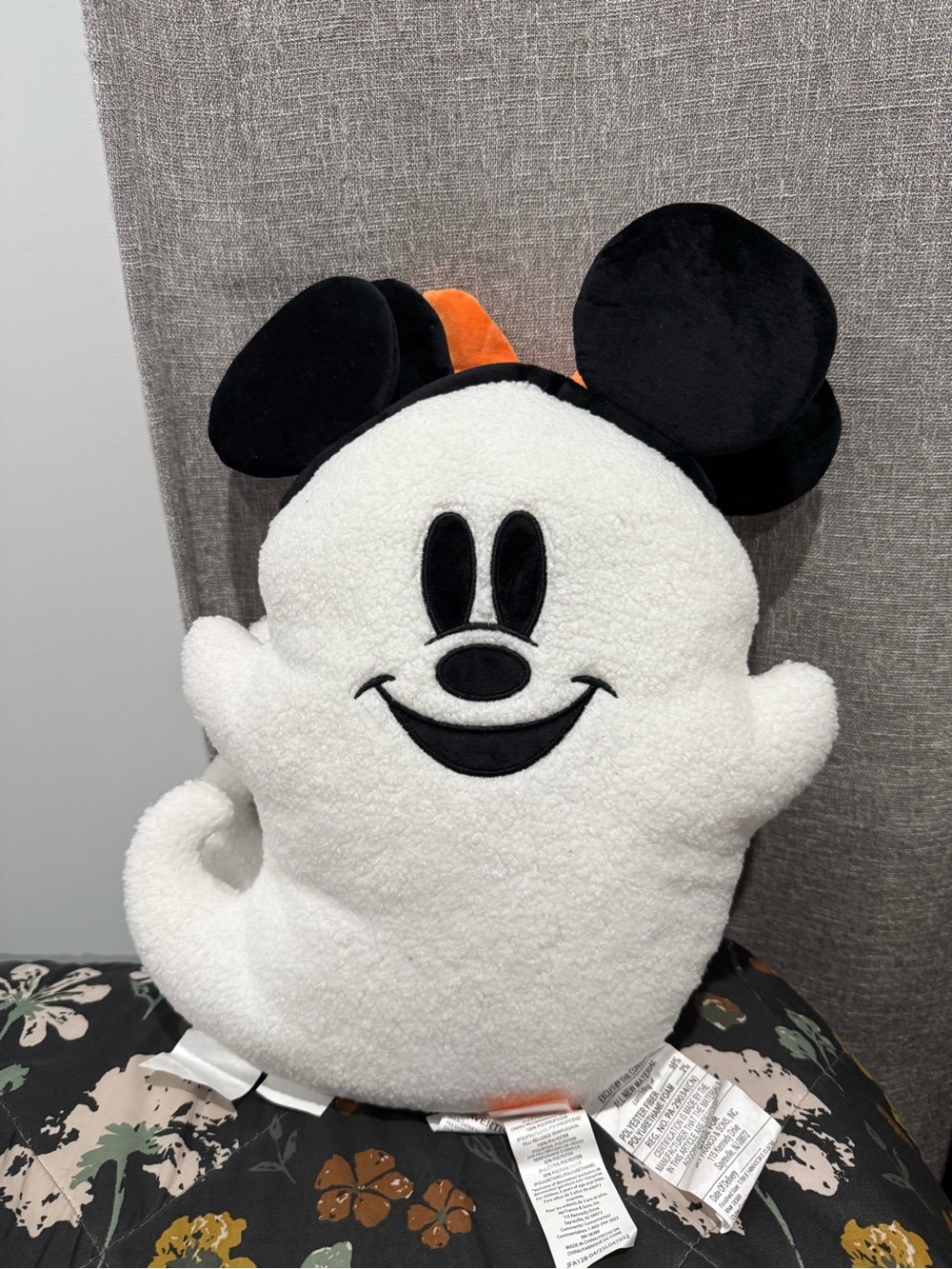 Disney Plush Mickey and Minnie Ghost Pillow NWT